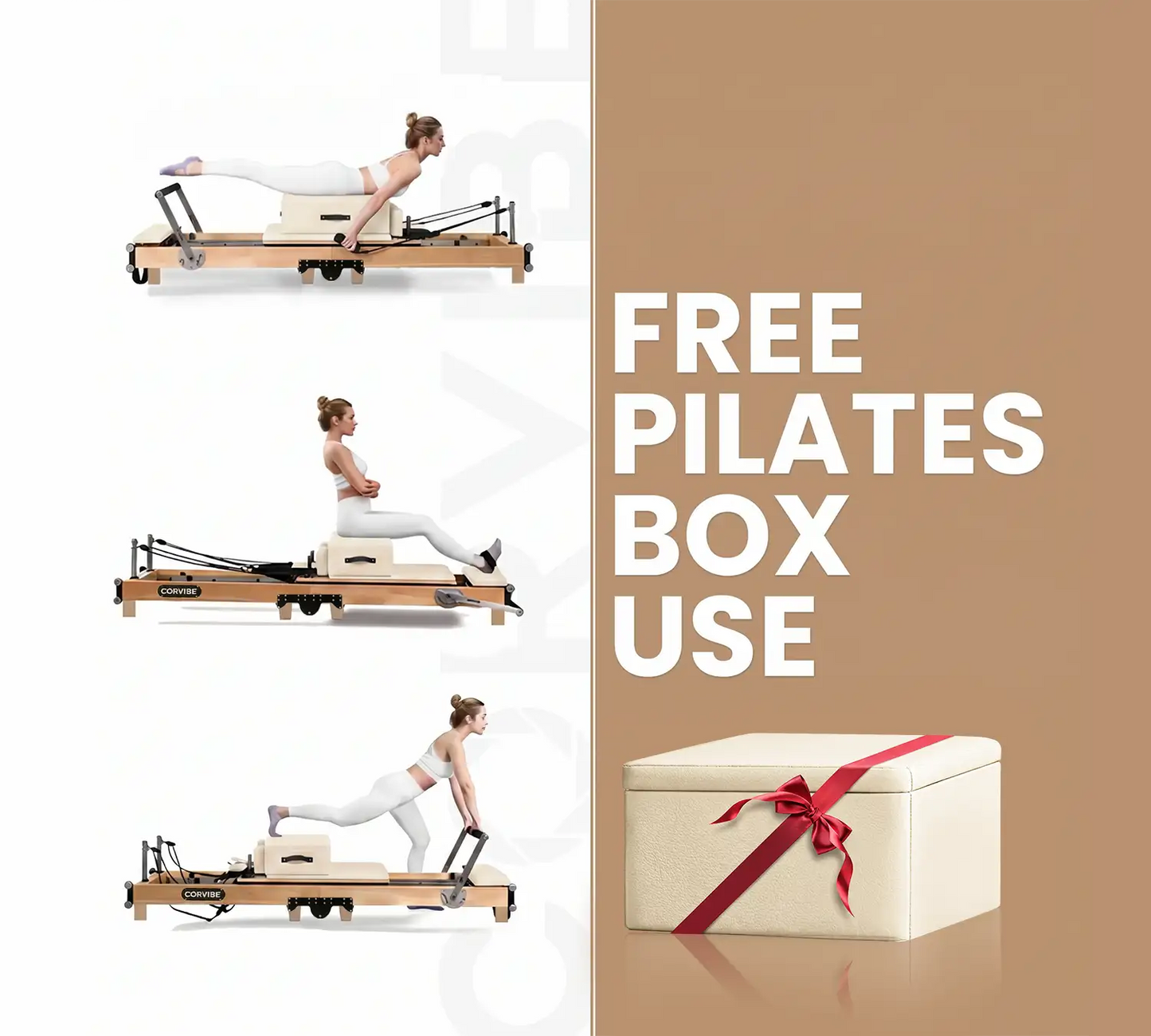 Apex Studio Pilates Reformer Beige | Studio Performance, Home Convenience