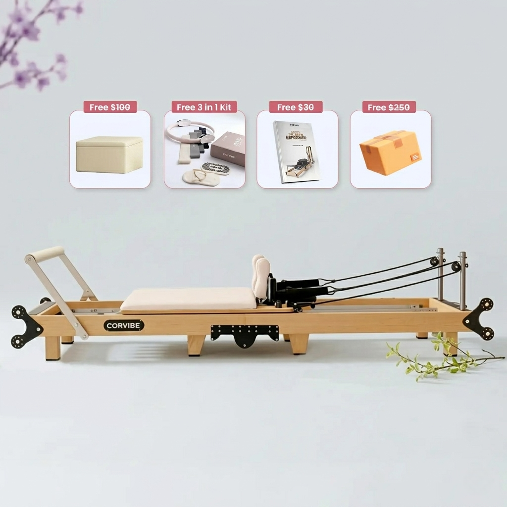 Apex Studio Pilates Reformer Beige | Studio Performance, Home Convenience
